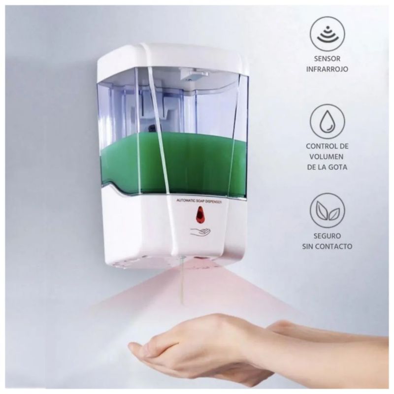 Dispensador Automático De Jabón De Gel Antibacteriano 700ml, Color Blanco