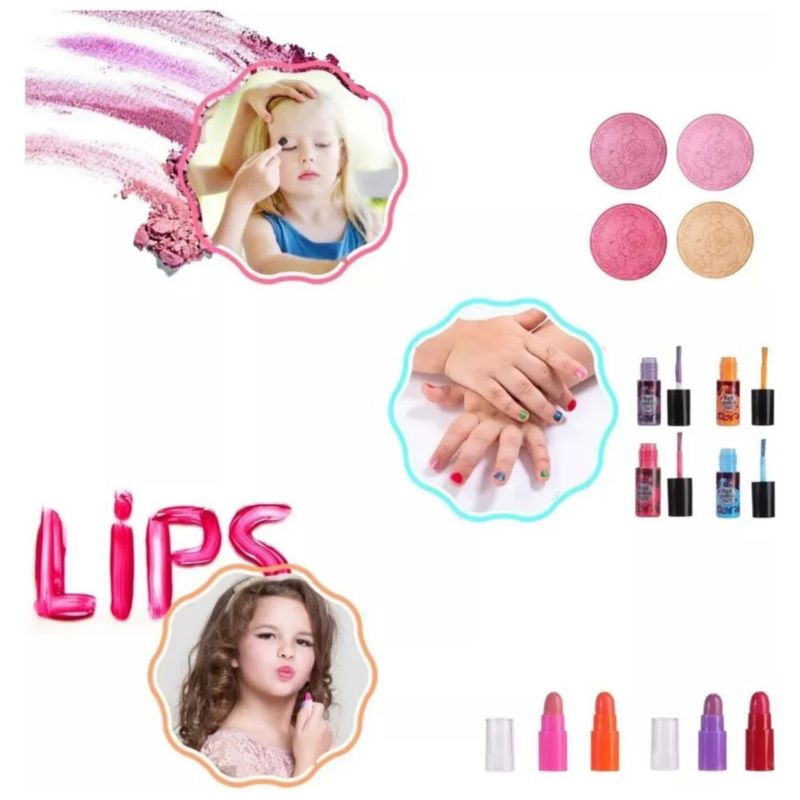 Juguete Maquillaje De Verdad Belleza Niña Tocador Estuche Rosa con Blanco
