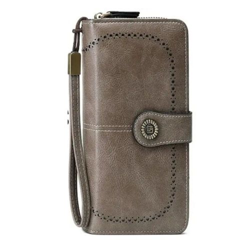 Cartera Para Mujer Gran Capacidad,billetera Con Bloqueo Rfid, Color Gris