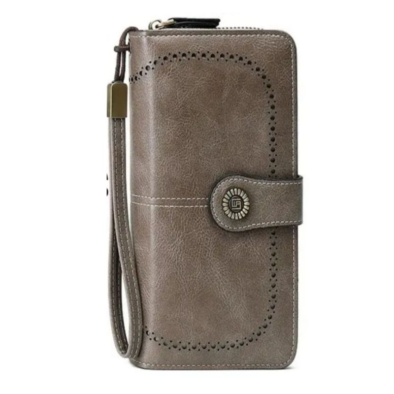 Cartera Para Mujer Gran Capacidad,billetera Con Bloqueo Rfid, Color Gris