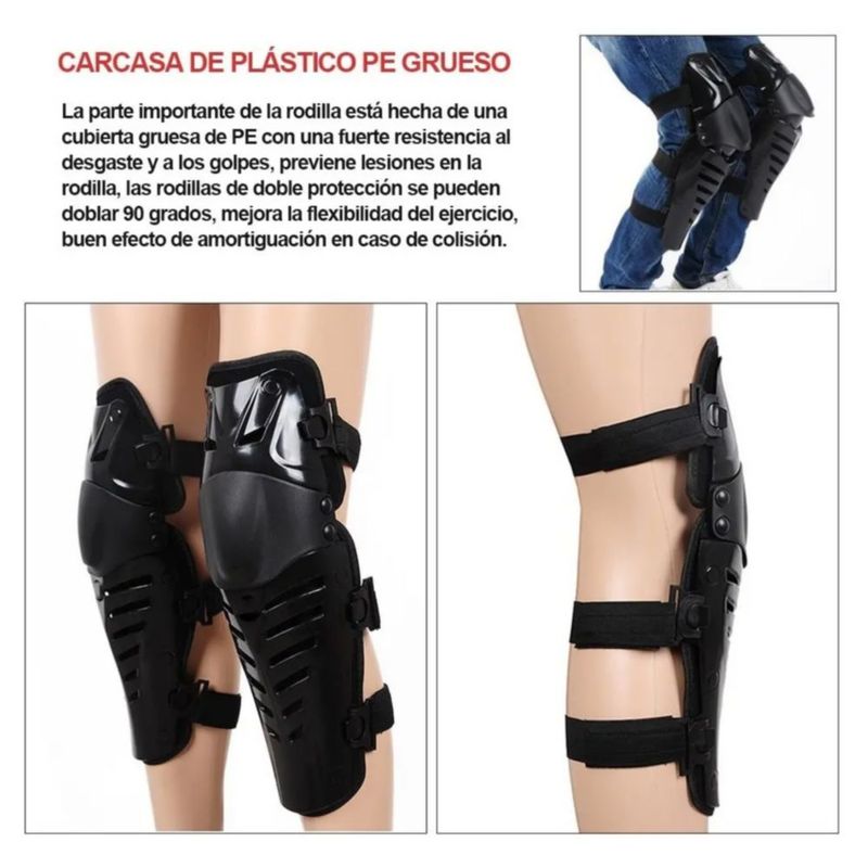 Rodilleras Protectoras Motociclista 1 Par, Color Negro