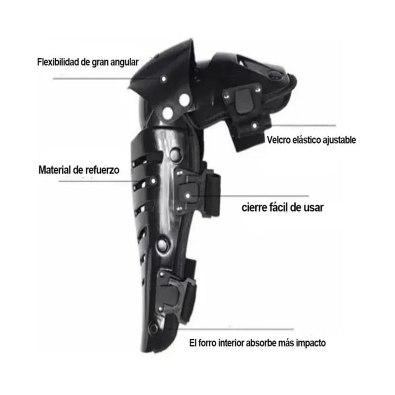 Rodilleras Protectoras Motociclista 1 Par, Color Negro