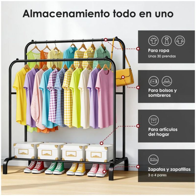 Perchero Armable Metálicos De Piso Organizador Ropa Color Negro