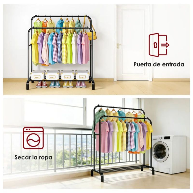 Perchero Armable Metálicos De Piso Organizador Ropa Color Negro