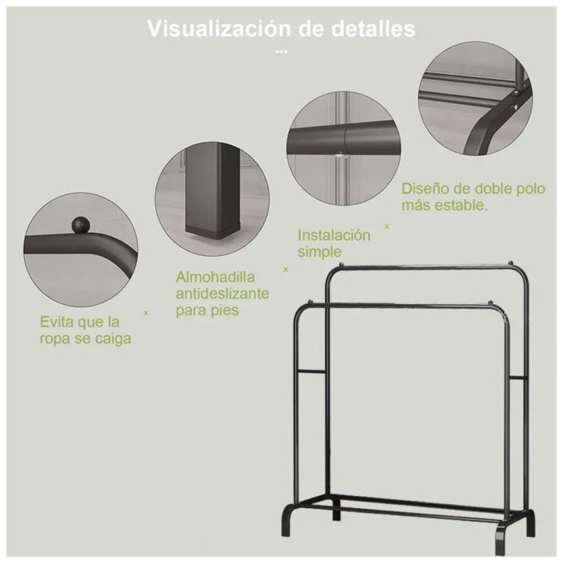 Perchero Armable Metálicos De Piso Organizador Ropa Color Negro