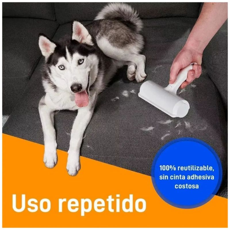 Rodillo Quita Pelusa Pelo Removedor Mascota Alfombra Muebles, Color Blanco/Azul
