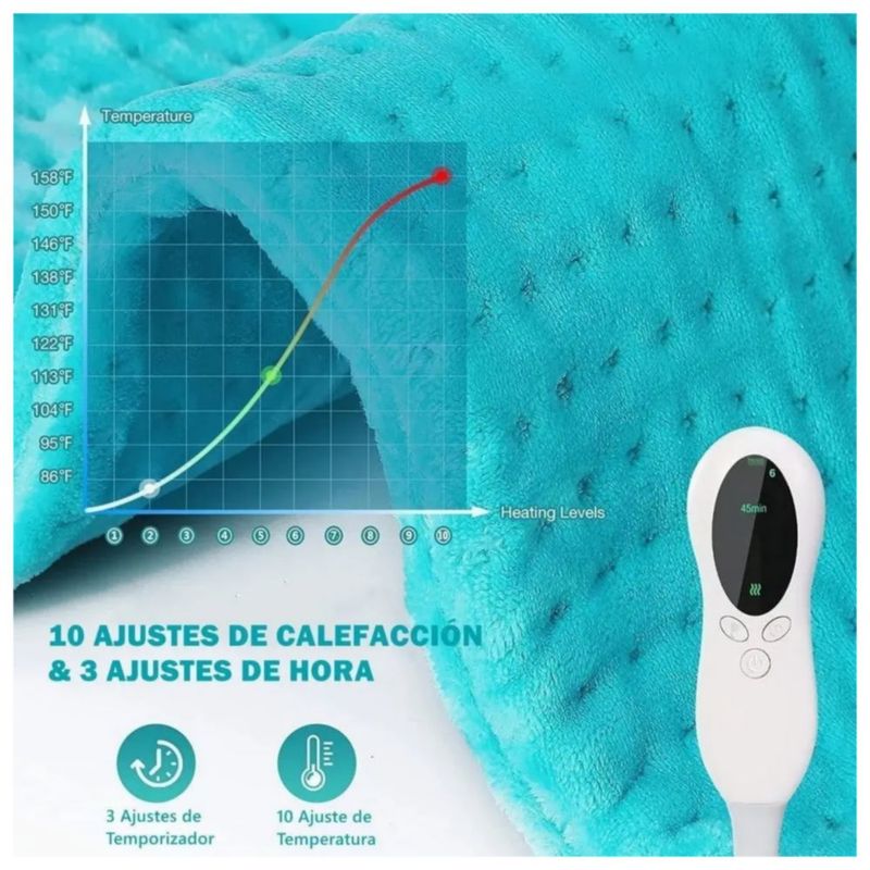 Cojín Eléctrico Terapia De Calor Dolor Muscular Fisioterapia  Color Azul