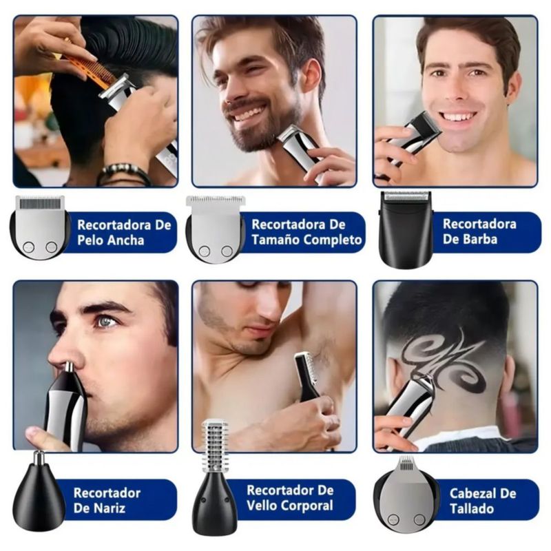 Rasuradora Eléctrica Afeitadora Kit De Barba Hombre 13 En 1 Color Plateado