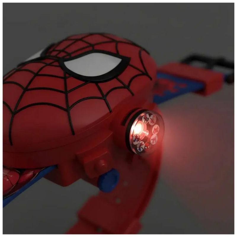 Reloj Proyector Niños Dibujos Animados 24 Imágenes Spiderman, Color Rojo/Azul
