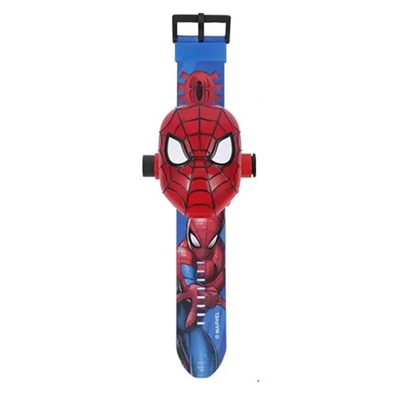 Reloj Proyector Niños Dibujos Animados 24 Imágenes Spiderman, Color Rojo/Azul