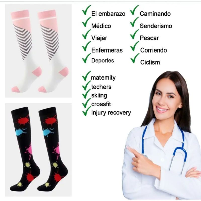 Calcetines De Compresión Mujer 8 Pares S/M Multicolor