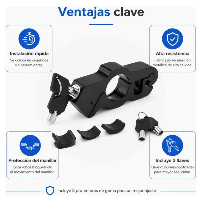 Candado Para Motocicletas Bloqueador De Freno Y Acelerador, Color Negro