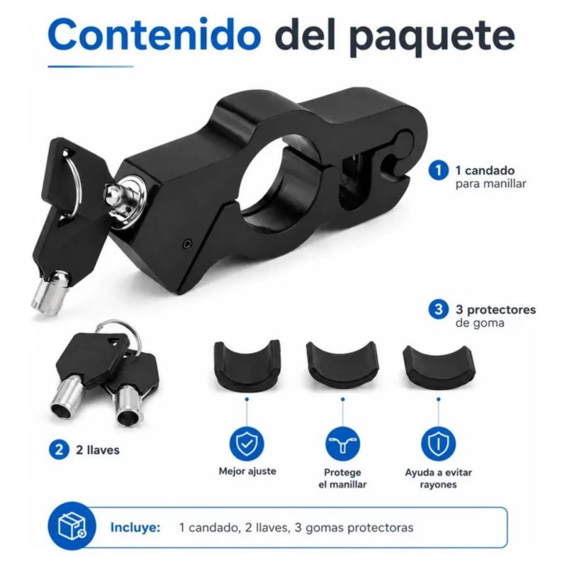Candado Para Motocicletas Bloqueador De Freno Y Acelerador, Color Negro