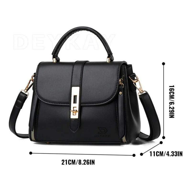 Bolsa Mujer Impermeable Tote Crossbody Bandolera De Pu, Color Negro