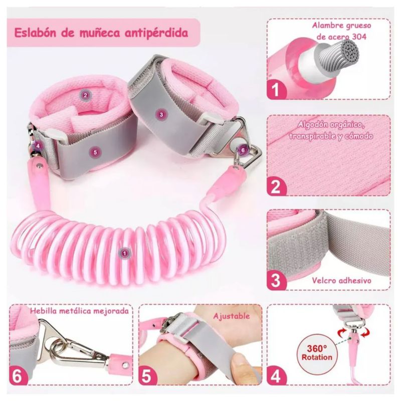 Arnés De Seguridad Para Bebé Niños 3 En 1 Con Correa Llave Rosa