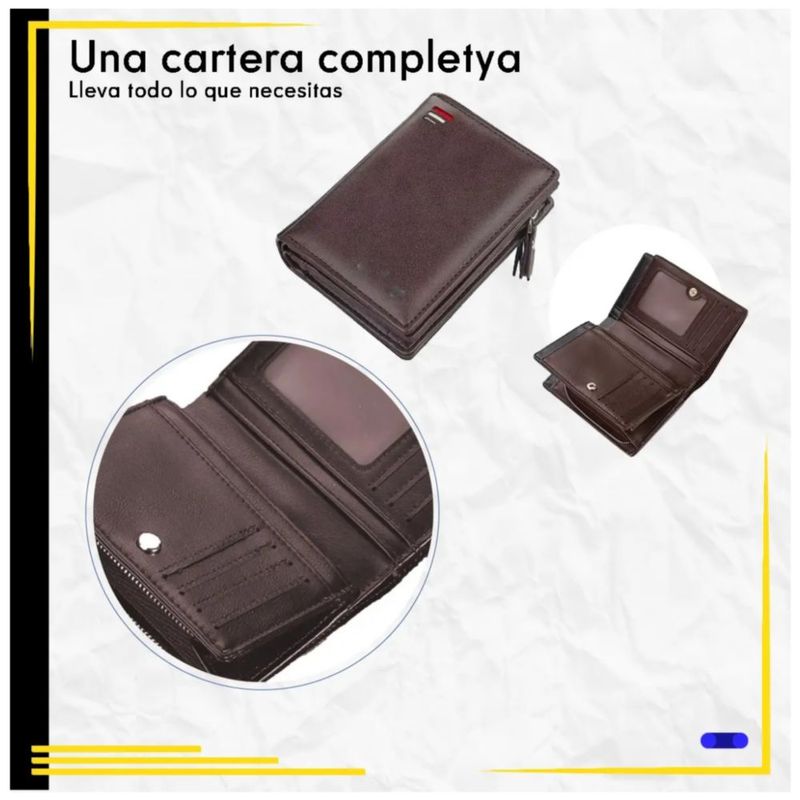 Cartera Minimalista Para Hombre Tarjetero Billetera Color Café