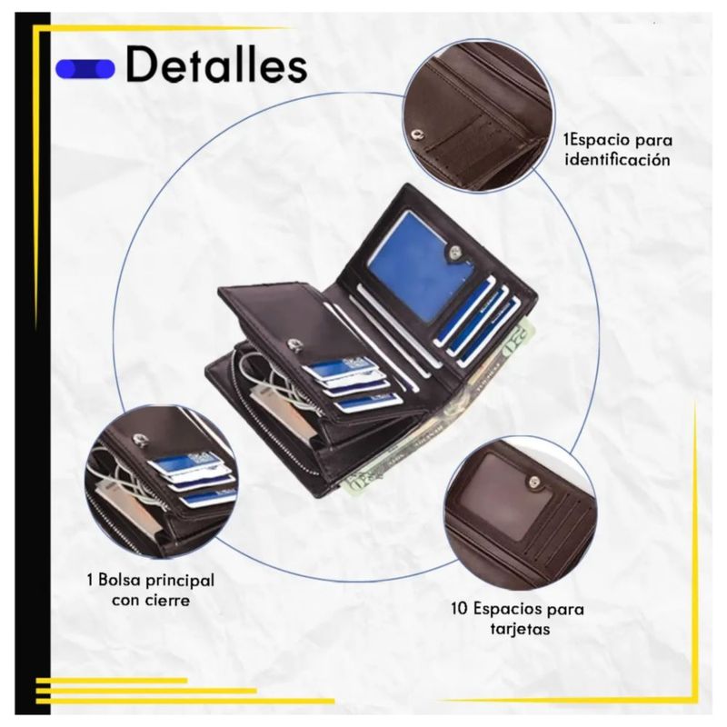 Cartera Minimalista Para Hombre Tarjetero Billetera Color Café