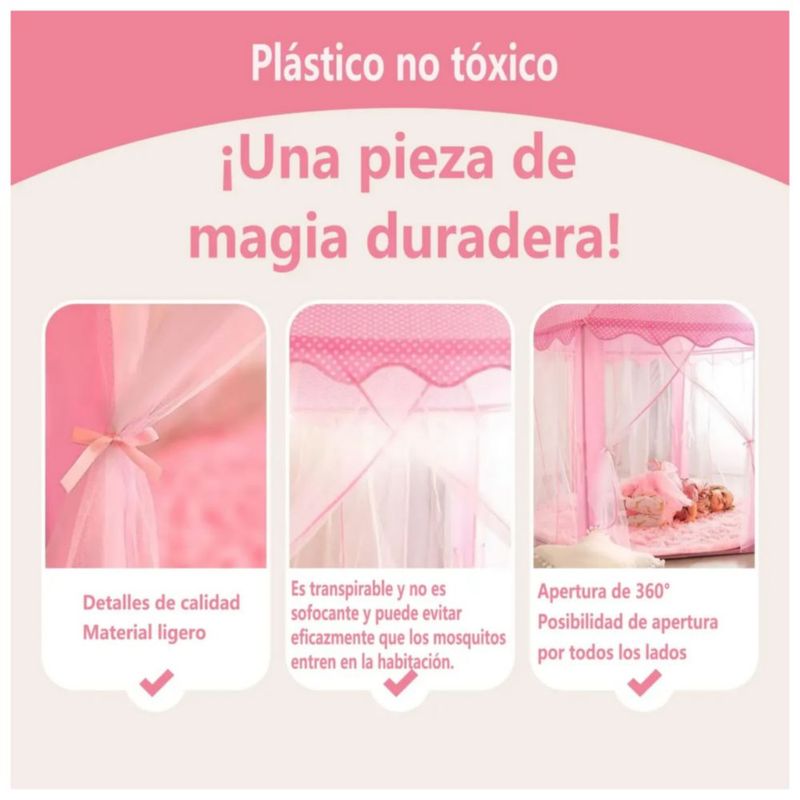 Carpa Castillo para Niña Con Luces Led Color Rosa