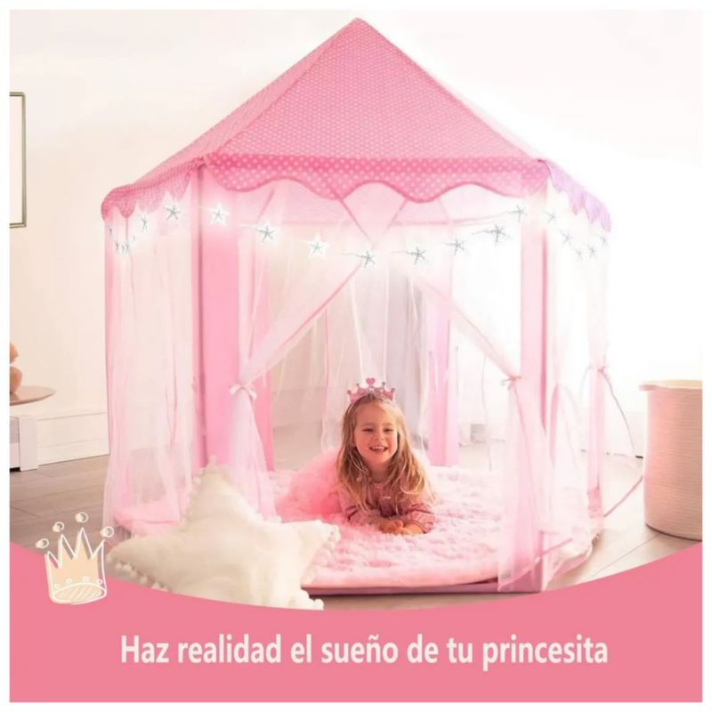Carpa Castillo para Niña Con Luces Led Color Rosa