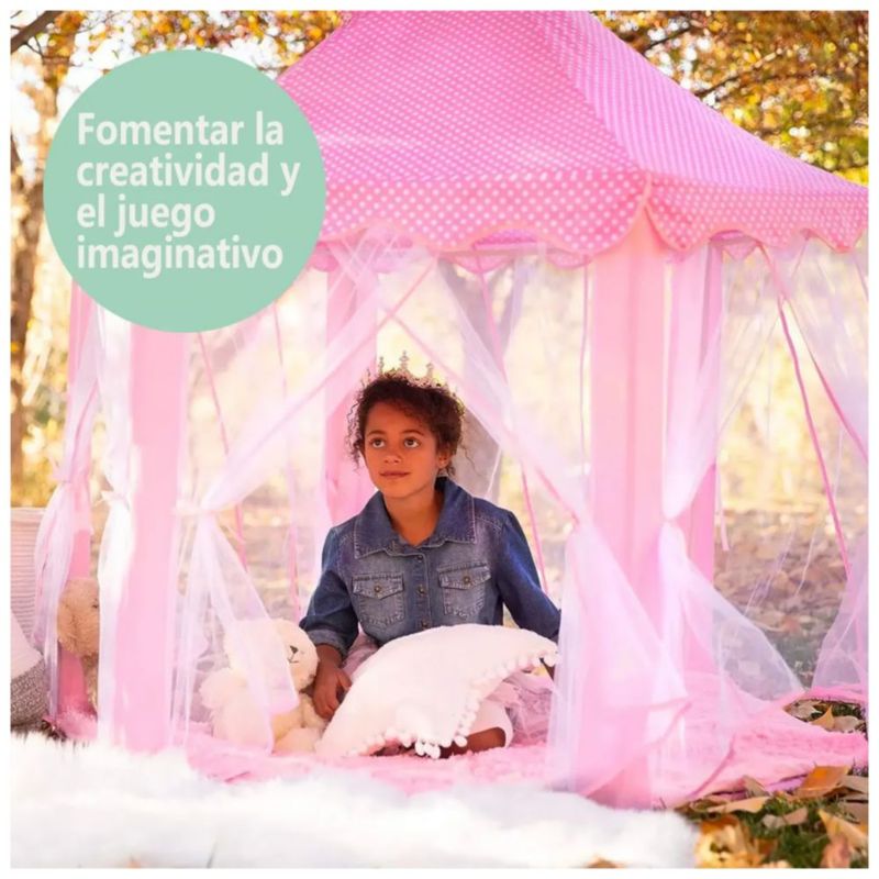 Carpa Castillo para Niña Con Luces Led Color Rosa