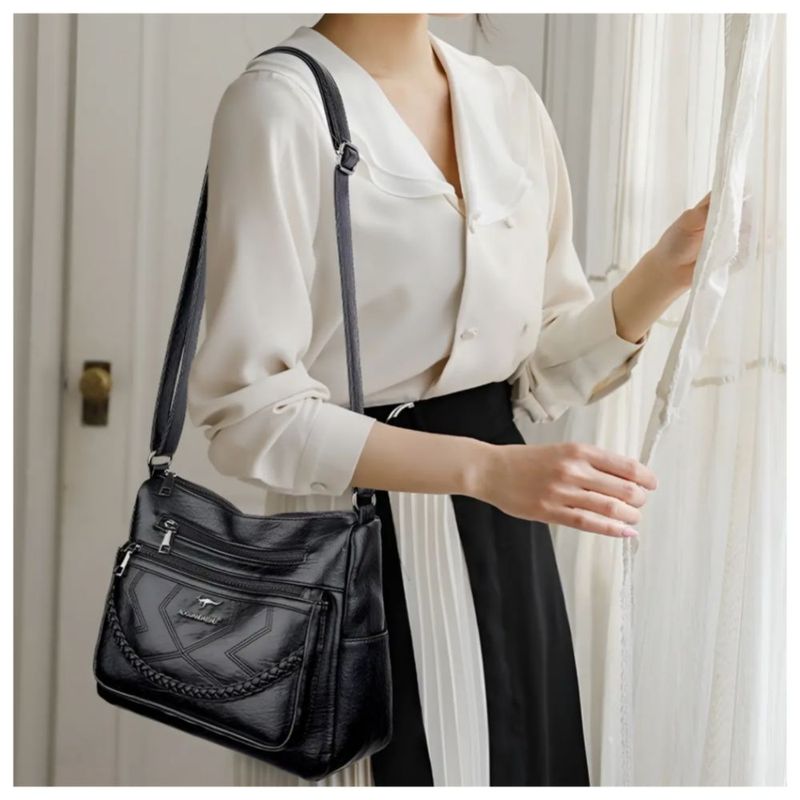 Bolso Bandolera Para Mujer Cruzada Color Negro