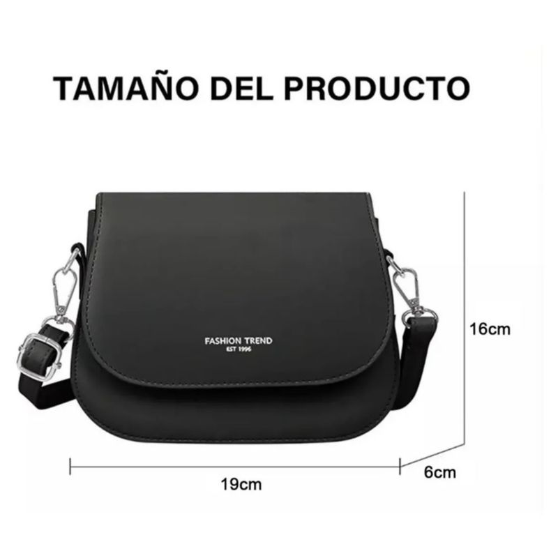 Bolsa mini Bandolera de Cuero para Mujer Color Negro
