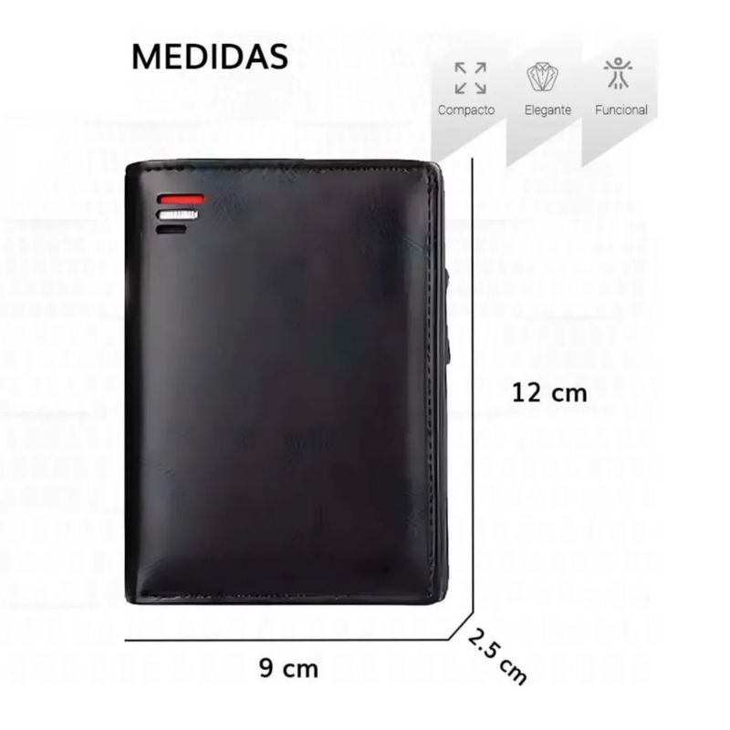 Cartera Minimalista Para Hombre Tarjetero Billetera Color Negro
