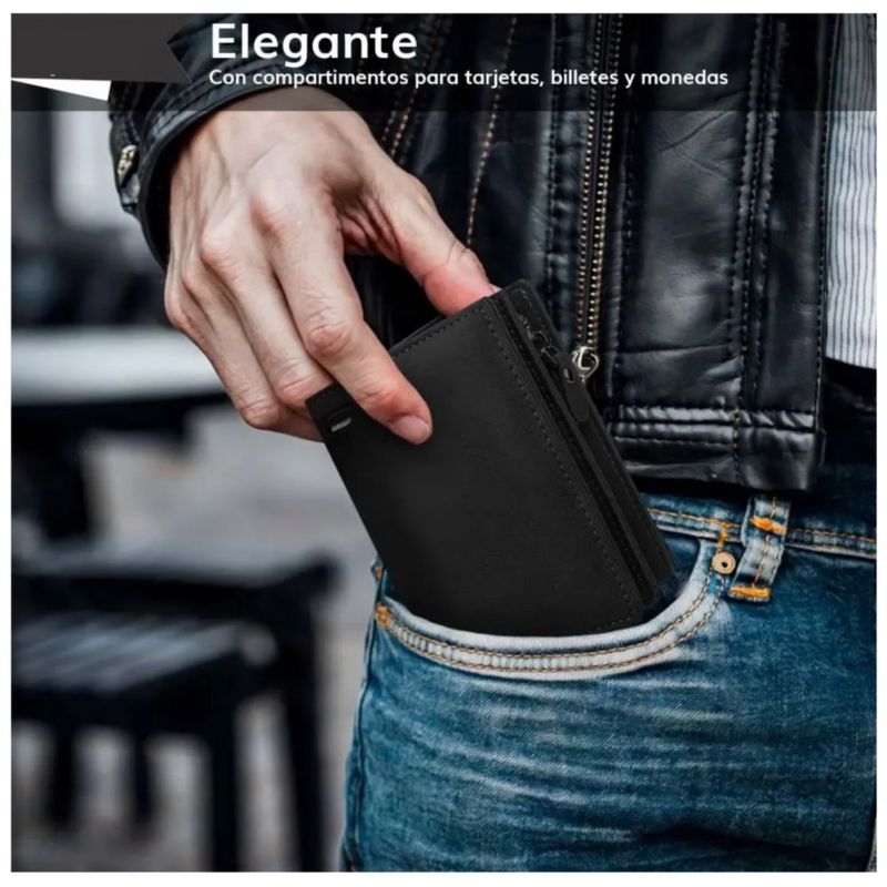 Cartera Minimalista Para Hombre Tarjetero Billetera Color Negro
