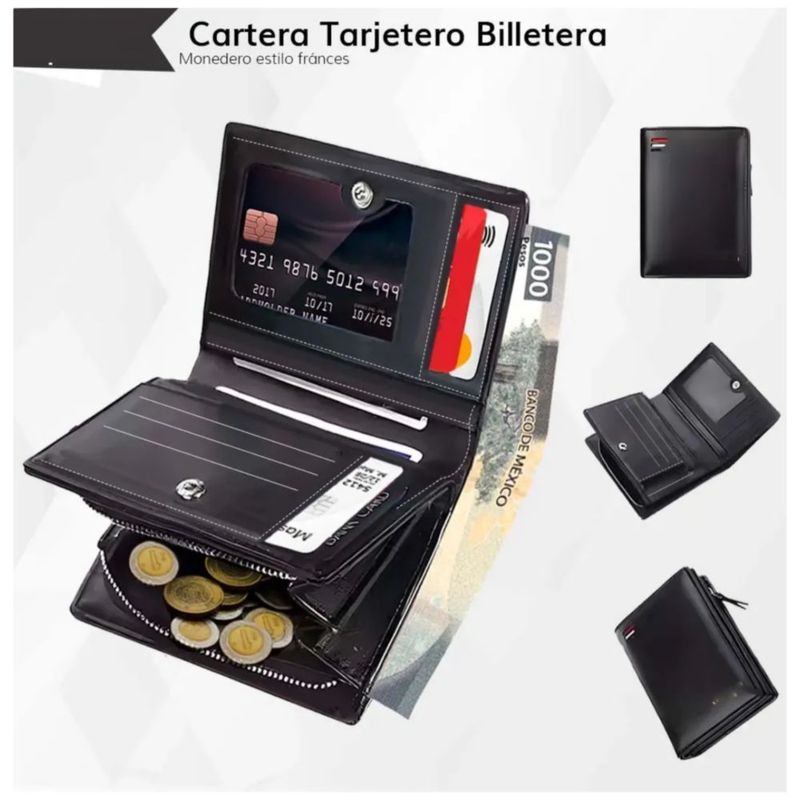 Cartera Minimalista Para Hombre Tarjetero Billetera Color Negro