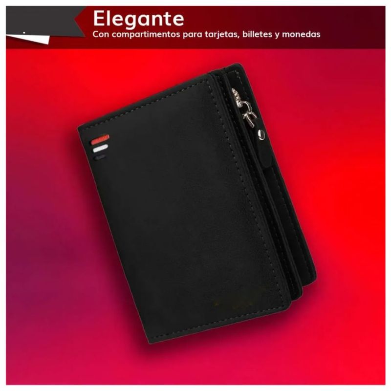 Cartera Minimalista Para Hombre Tarjetero Billetera Color Negro