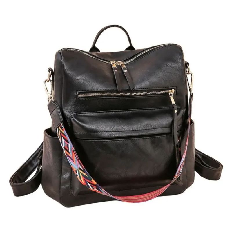 Mochila Mujer, Impermeable de Cuero  Color Negro