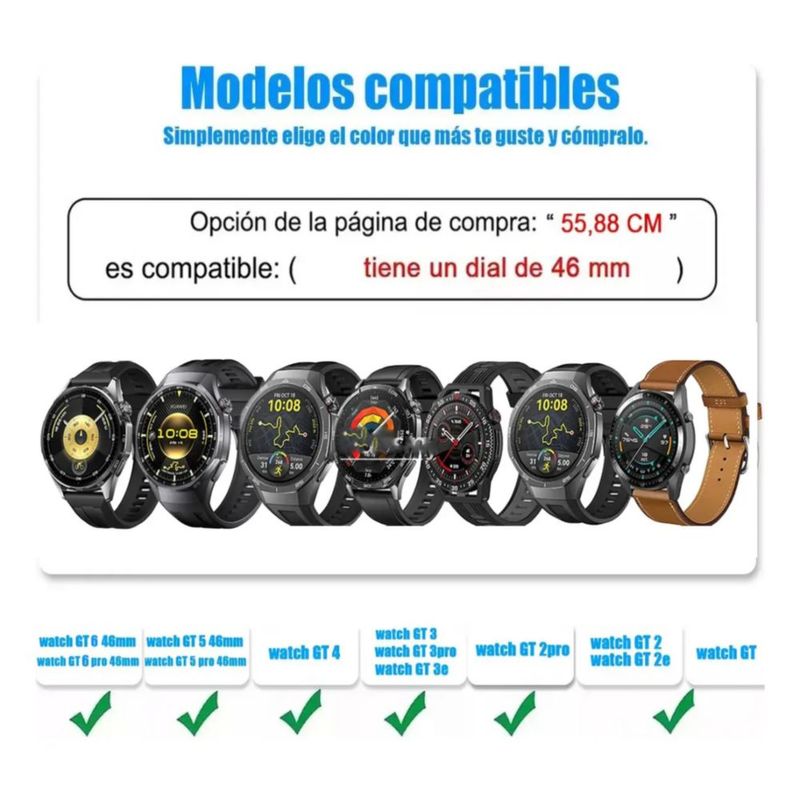 Correa para Reloj Huawei Watch Gt6/gt5/gt4/gt3/2Color Plata