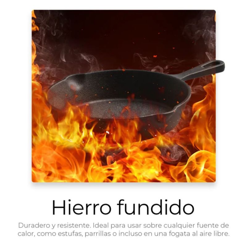 Sartenes Hierro Fundido Adherente 3pz, Color Negro