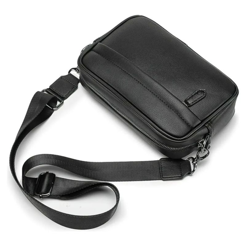 Bandolera para Hombre De Cuero Color Negro