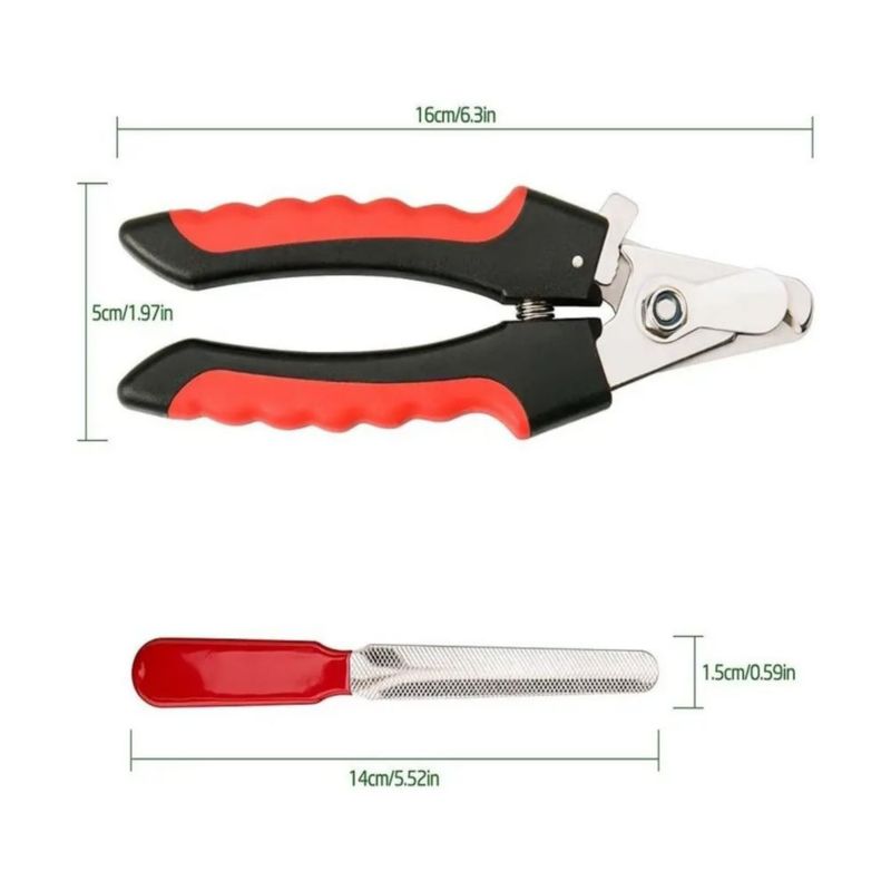 Corta Uñas Para Mascota  + Lima Color Rojo/Plata