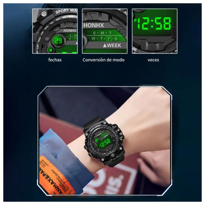 Reloj Deportivo, Militar Impermeable Color Negro