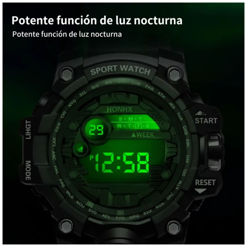 Reloj Deportivo, Militar Impermeable Color Negro