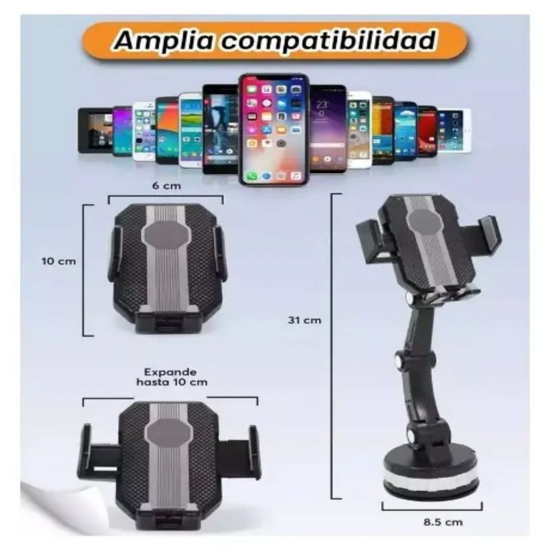 Base Porta Celular 360 grados para auto Color Negro