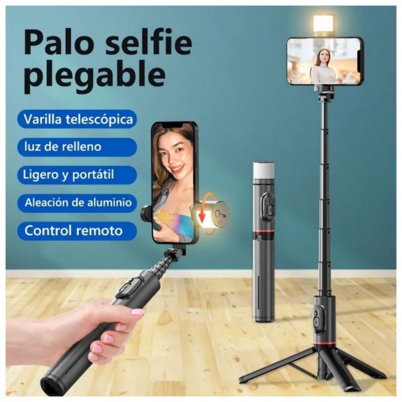 Selfies Stick Con Tripode Bluetooth Color Negro