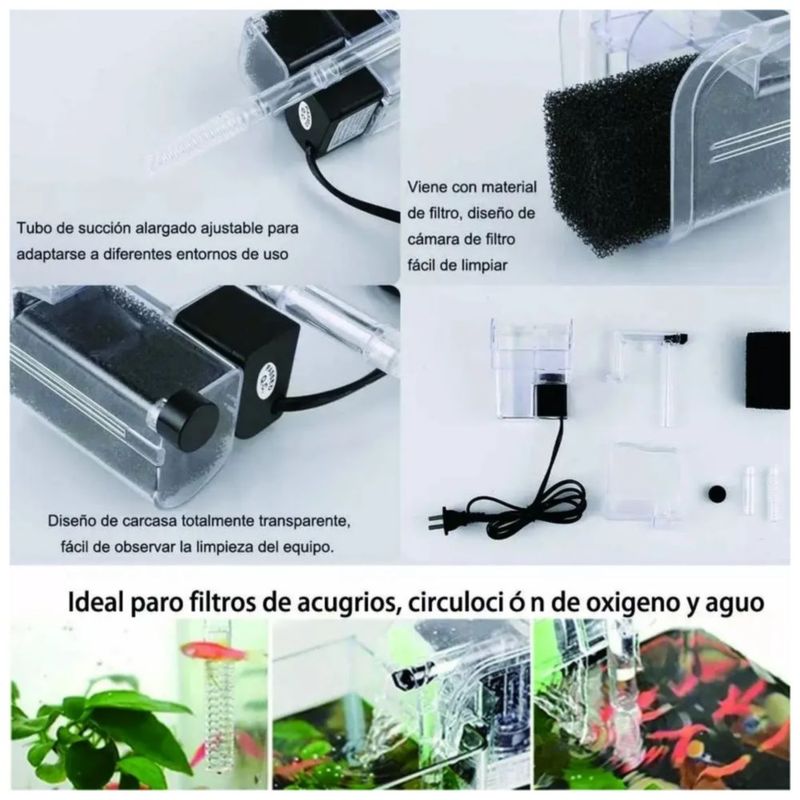 Filtro para Pecera Externo De Cascada Para Peceras 15 A 20 Litros Color Negro