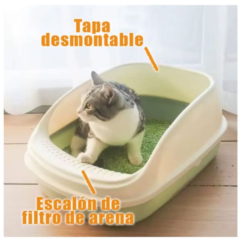 Arenero para Gato Con Pala Limpieza Fácil Desmontable Color Verde