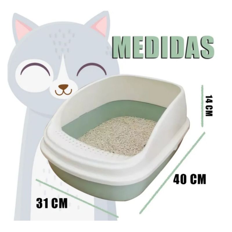 Arenero para Gato Con Pala Limpieza Fácil Desmontable Color Verde
