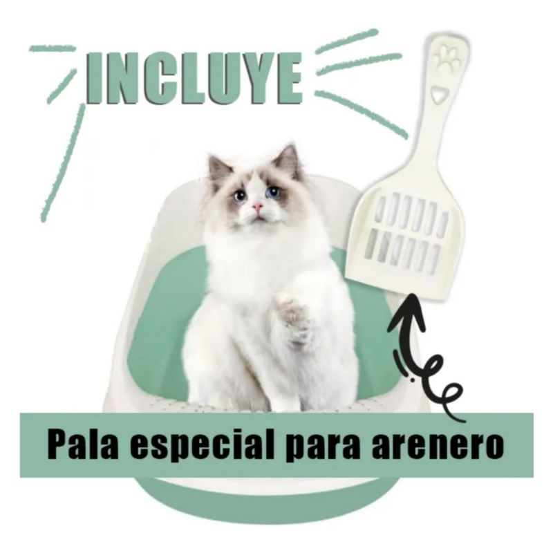 Arenero para Gato Con Pala Limpieza Fácil Desmontable Color Verde