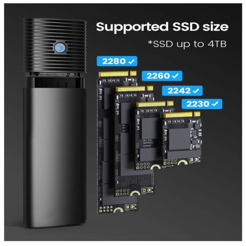 Carcasa Ssd M.2 Nvme+ngff Sata M.2 Carcasa Disco Duro Negro