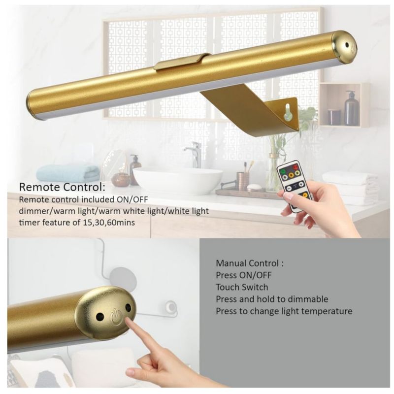 Lámpara Inalámbrica Led, De Pared, A Control Remoto Color Dorado