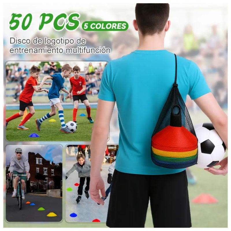 50 Platos De Entrenamiento Deportivo Multicolor