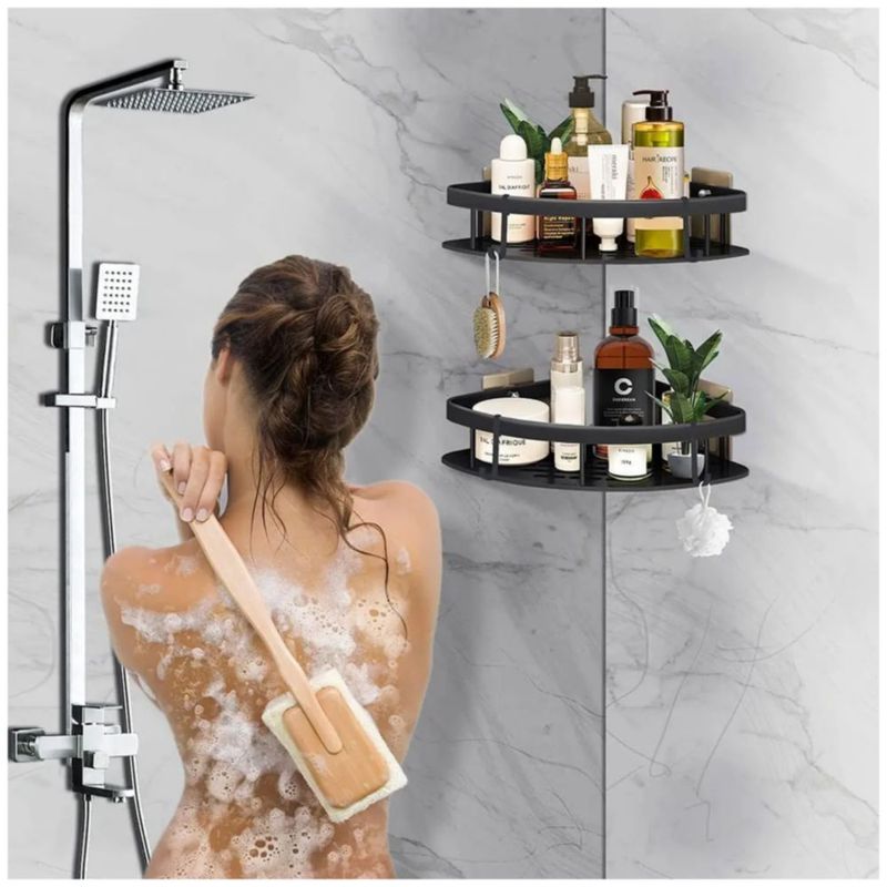 Estante De Almacenamiento Para Baño Y Jaboneras Color Negro