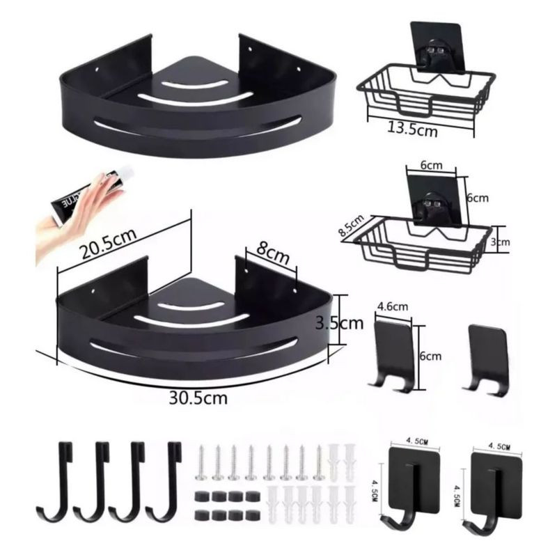 Estante De Almacenamiento Para Baño Y Jaboneras Color Negro