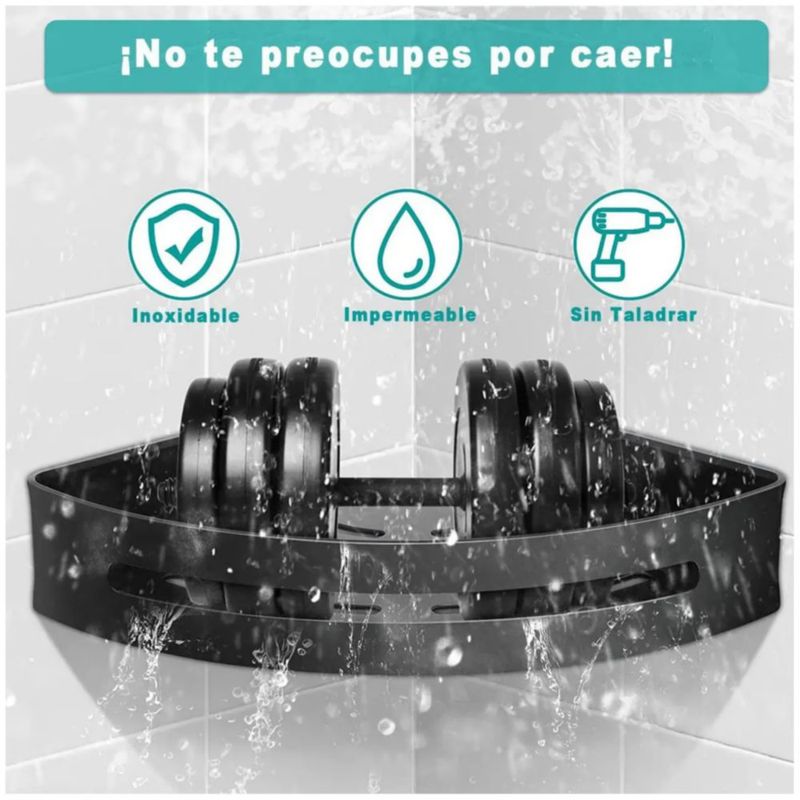 Estante De Almacenamiento Para Baño Y Jaboneras Color Negro