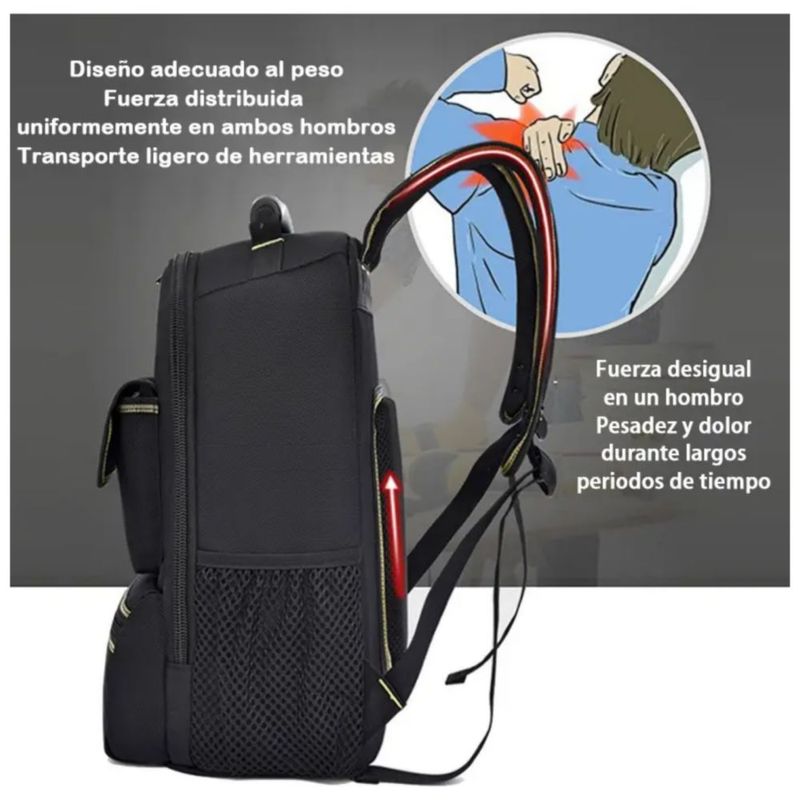 Mochila Para Herramientas, Multifuncional De Electricista Color Negro